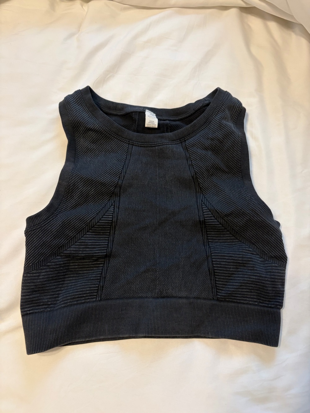 aerie Offline Black Textured Active Top